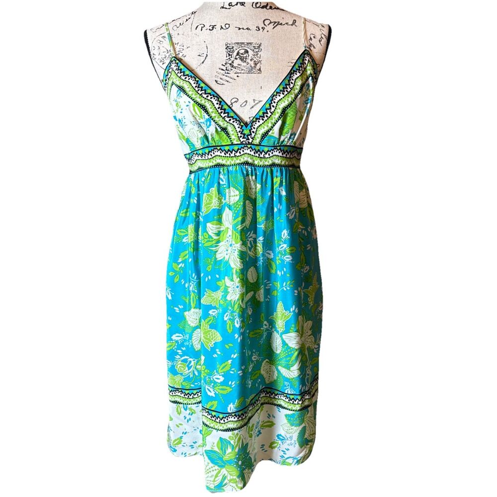 Donna Morgan Silk Babydoll Dress Sz 12 Resort Wear Beach Coastal Vacation EUC‎